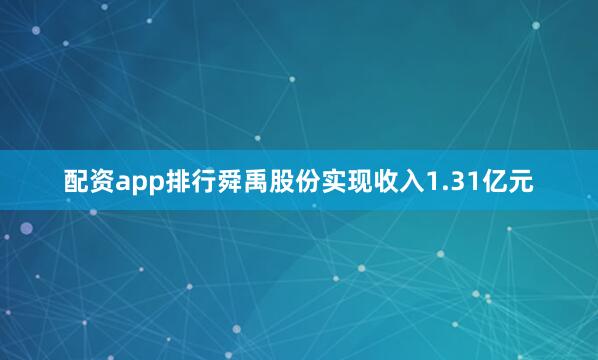 配资app排行舜禹股份实现收入1.31亿元